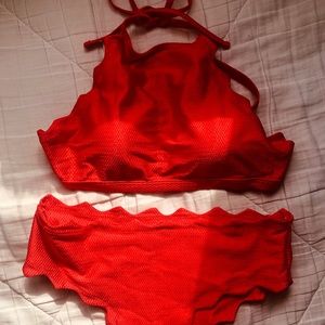 Red swimsuit, two piece